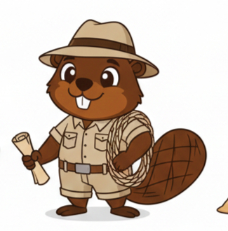 Hunter the Beaver in explorer pose